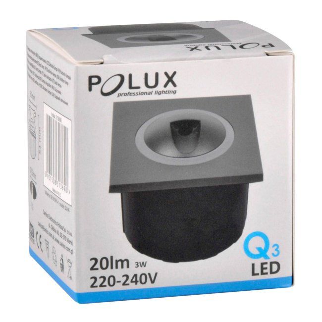 LED-trappebelysning Polux Q3 20 lm 3 W 4000 K IP44 indbygget kvadratisk grafit
