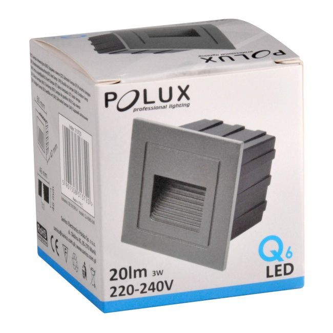 LED-trappelampe Polux Q6 20 lm 3 W 4000 K IP44 Indbygget Firkantet Grå
