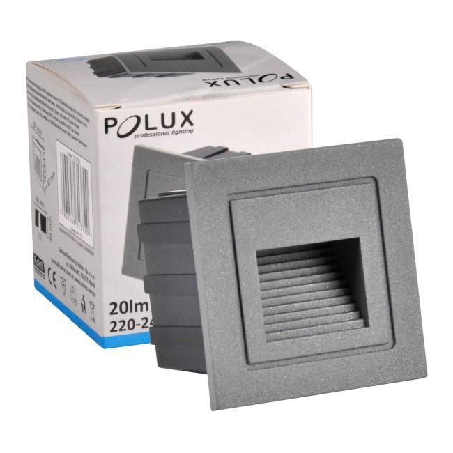 LED trappelys Polux Q6 20 lm 3 W 4000 K IP44 indbygget kvadratisk grå