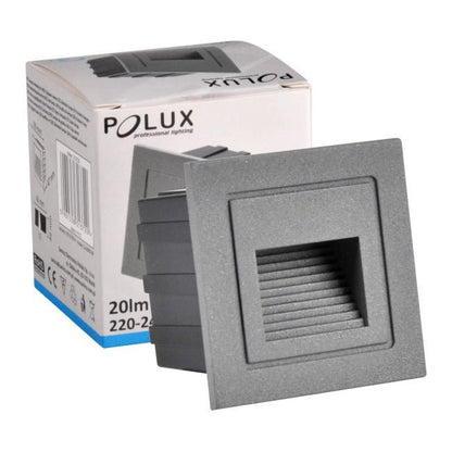 LED trappelys Polux Q6 20 lm 3 W 4000 K IP44 indbygget kvadratisk grå