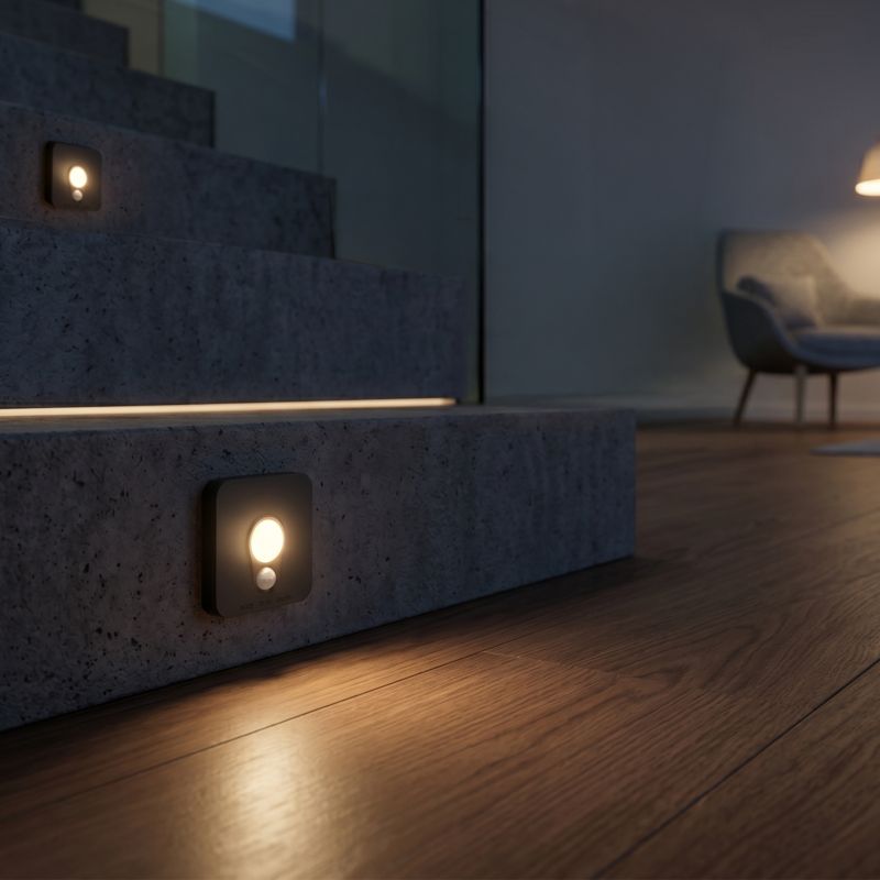 LED Trappe Belysning Stanley Sort 75x75x90 mm