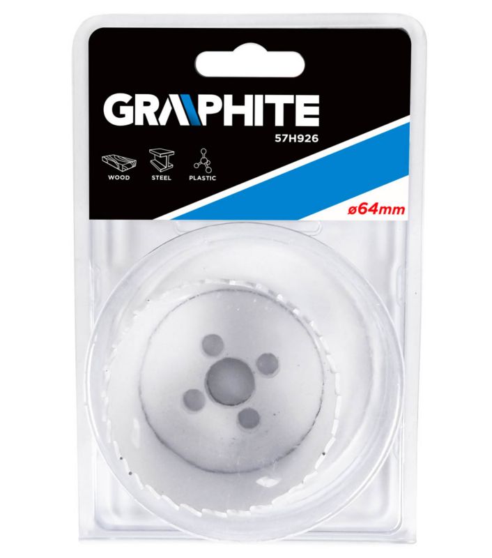 Bimetal-hulsave GRAPHITE 64 mm med progressivt tanddesign, 1 stk.