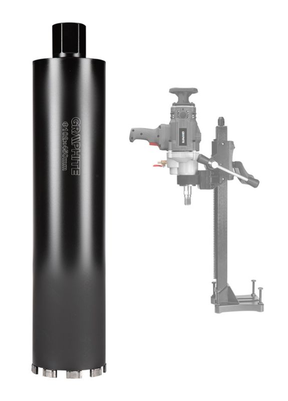 Diamantkernebor til borehammer GRAPHITE 102 x 450 mm x 9T i robust stål, 1 stk.