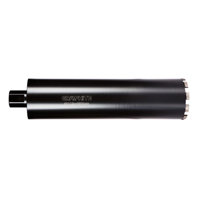 Diamantkernebor til borehammer GRAPHITE 112 x 450 mm x 10T i robust stål, 1 stk.