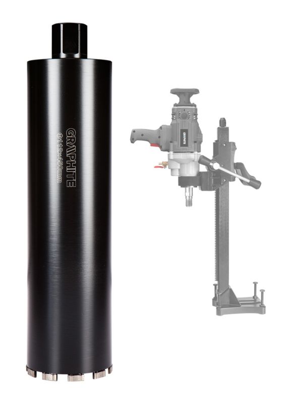 Diamantkernebor til borehammer GRAPHITE 112 x 450 mm x 10T i robust stål, 1 stk.