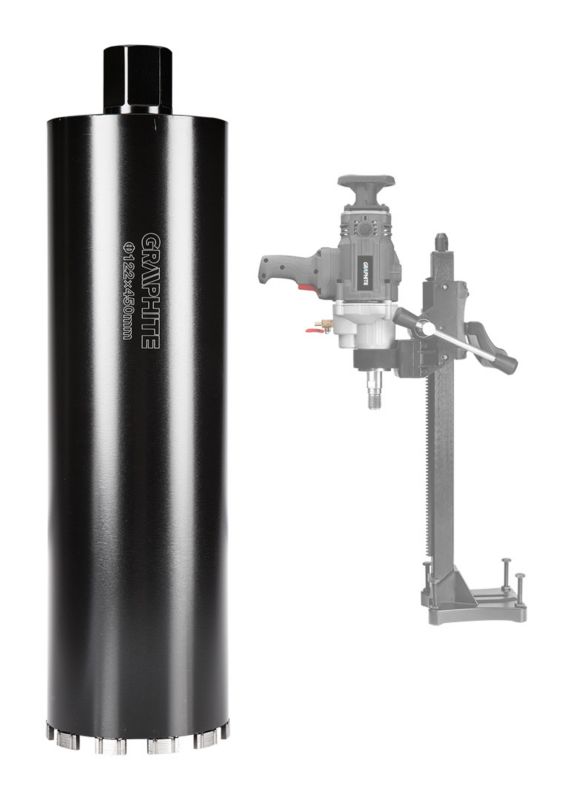 Diamantkernebor til borehammer GRAPHITE 122 x 450 mm x 11T i robust stål, 1 stk.