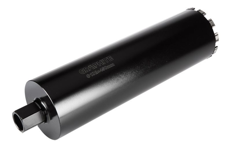 Diamantkernebor til borehammer GRAPHITE 132 x 450 mm x 11T i robust stål, 1 stk.