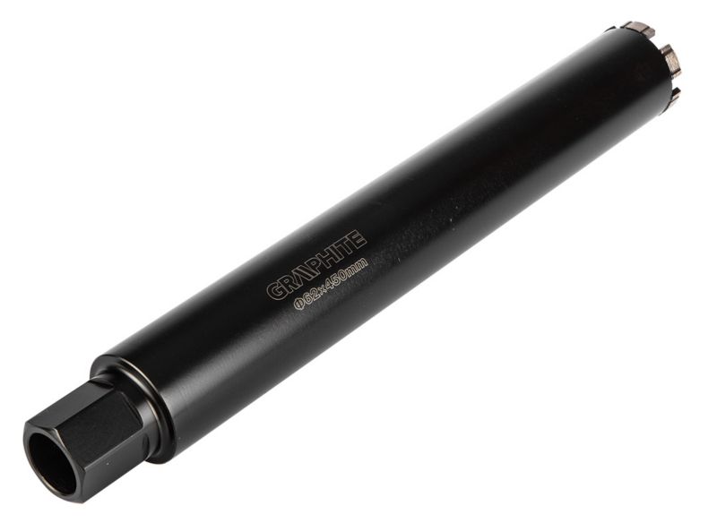 Diamantkernebor til borehammer GRAPHITE 62 x 450 mm x 6T i robust stål, 1 stk.