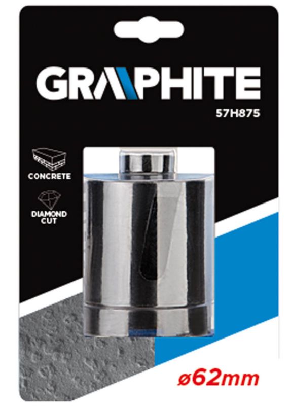 Diamantkernebor GRAPHITE 62 mm til boring i beton, armeret beton, granit, marmor, sten og mursten – 1 stk.