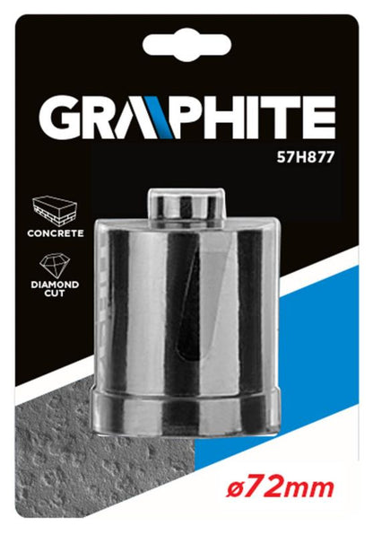 Diamantkernebor GRAPHITE 72 mm til boring i beton, armeret beton, granit, marmor, sten og mursten - 1 stk.
