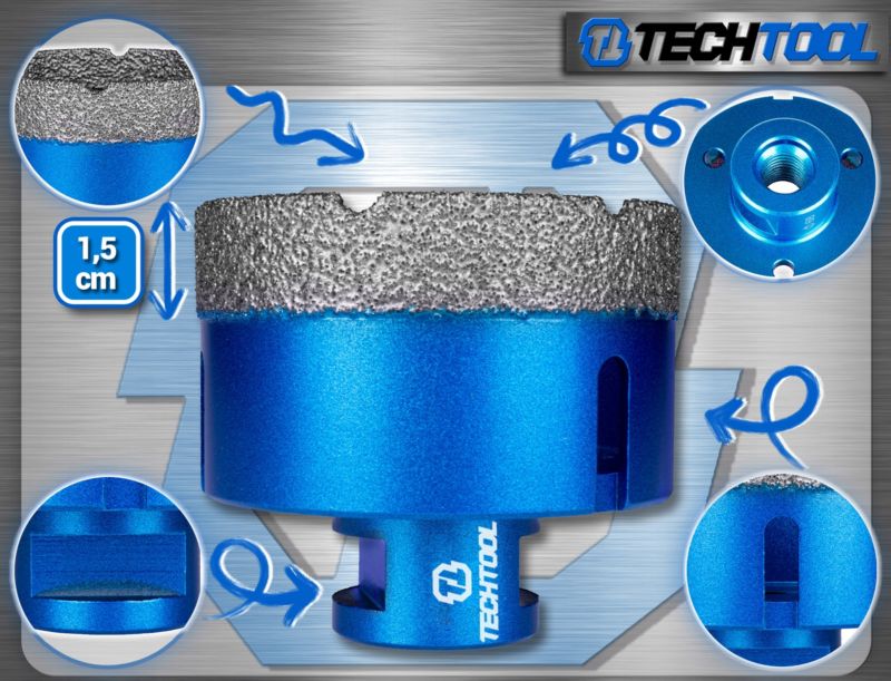 Techtool M14 diamantborkronesæt 5 stk. 6-68 mm + klinge 1 sæt