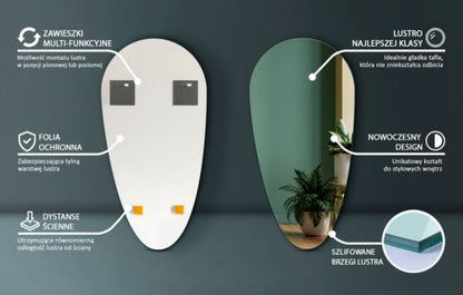 Dekorativt dråbeformet spejl Tulup 58 x 58 cm uden ramme til stue – 1 stk.