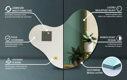 Dekorativt Tulup-spejl 58 x 58 cm med organisk form til badeværelset, 1 stk.