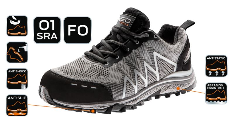 NEO TOOLS professionelle arbejdssko, størrelse 44, grå, 1 par