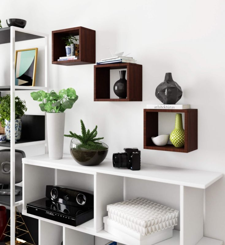 Akord K25 væghylde i wenge, 25 cm, mat wengefarve, 25x15x25 cm, 1 sæt