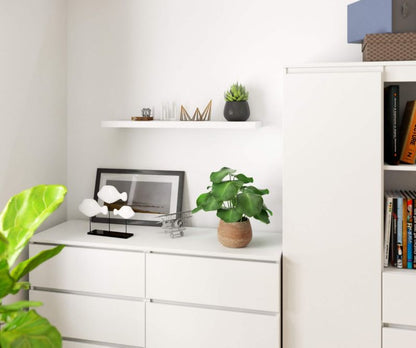 Akord PS4 hvid væghylde 80 cm, mat hvid, 80x20x3,2 cm, 1 stk.