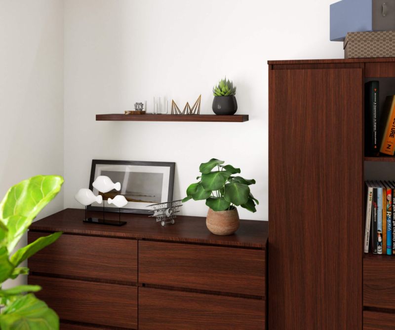 Akord PS4 væghylde i wenge, 80 cm, mat wenge-finish, 80x20x3,2 cm, 1 stk.