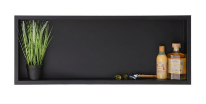 Badeværelseshylde 90x30x7 cm Sort Rustfrit Stål