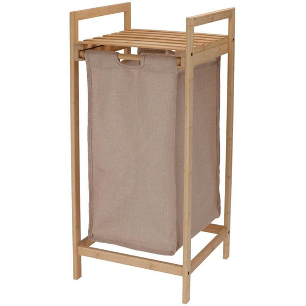 Bambus badeværelseshylde med vasketøjskurv 33x33x73 cm Brun 44 L