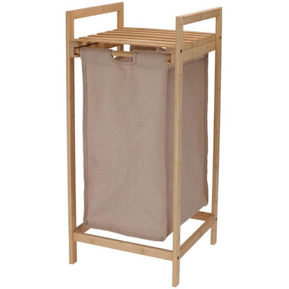 Bambus badeværelseshylde med vasketøjskurv 33x33x73 cm Brun 44 L