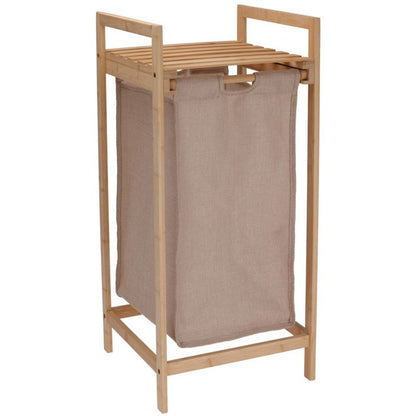 Bambus badeværelseshylde med vasketøjskurv 33x33x73 cm Brun 44 L