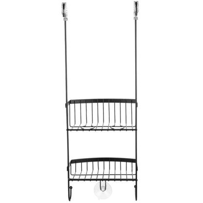 KADAX sort metalhåndklædehylde til brusekabine med 2 hylder – loftstil, 1 stk.