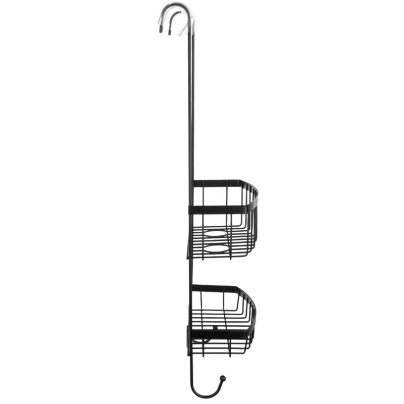 KADAX sort metalhåndklædehylde til brusekabine med 2 hylder – loftstil, 1 stk.