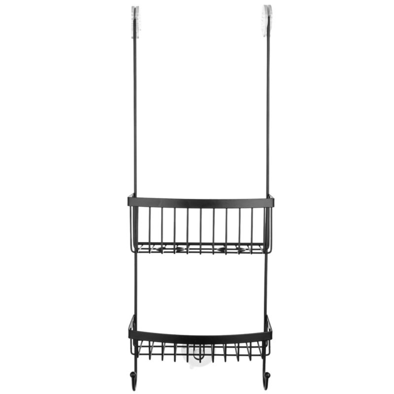KADAX sort metalhåndklædehylde til brusekabine med 2 hylder – loftstil, 1 stk.