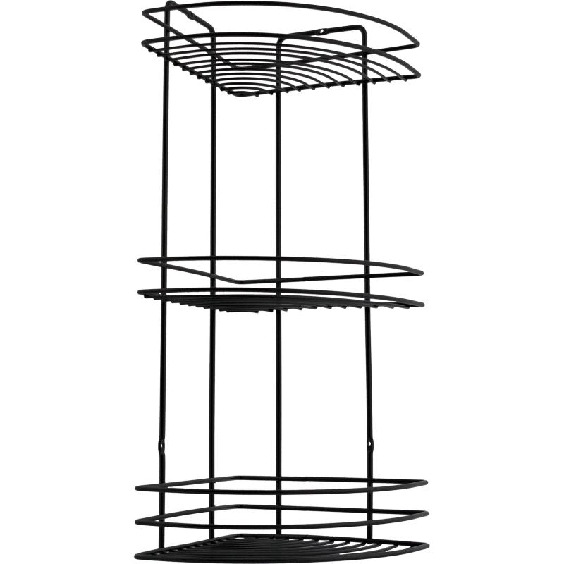 Hjørnehylde 3 Niveauer Sort Stål 19x19x48 cm