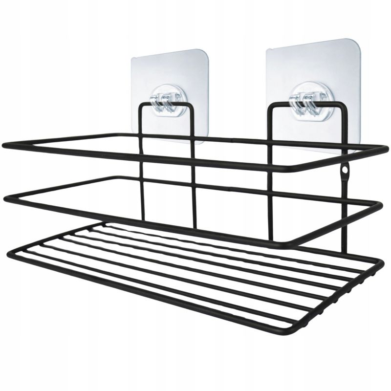 Badeværelseshylde Rektangulær Sort Metal 24x10x11 cm