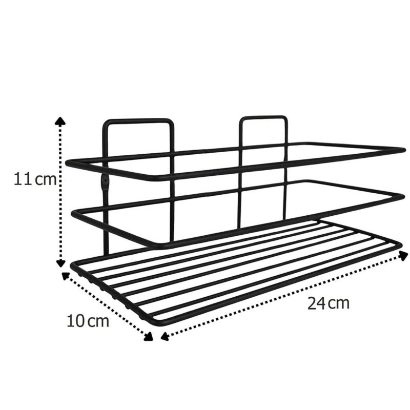 Badeværelseshylde Rektangulær Sort Metal 24x10x11 cm