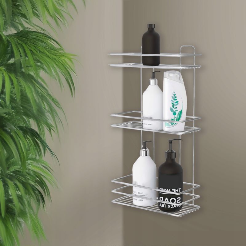 Brusehylde 3-etagers 24x11x54 cm Sølv | 5905923652051