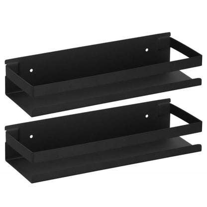 Springos badeværelseshylde sæt 2 stk. væghængt under bruser 30x10 cm rustfrit stål loft sort 1 sæt
