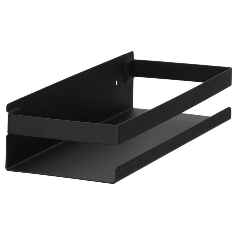 Springos badeværelseshylde sæt 2 stk. væghængt under bruser 30x10 cm rustfrit stål loft sort 1 sæt