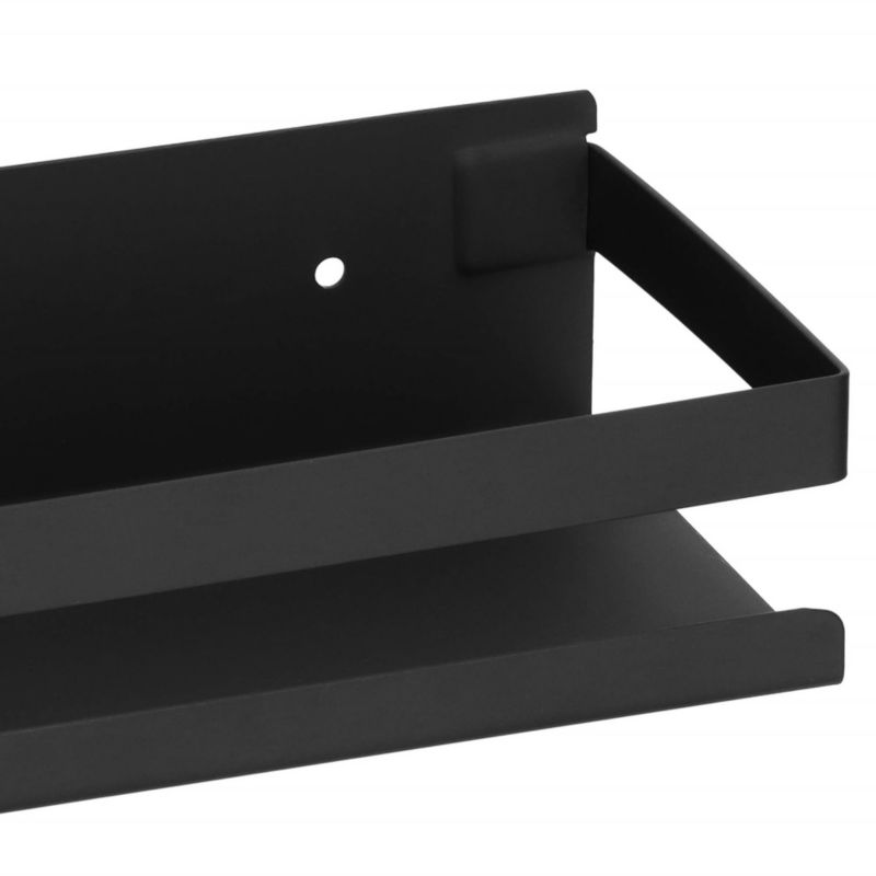 Springos badeværelseshylde sæt 2 stk. væghængt under bruser 30x10 cm rustfrit stål loft sort 1 sæt