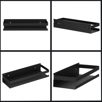 Springos badeværelseshylde sæt 2 stk. væghængt under bruser 30x10 cm rustfrit stål loft sort 1 sæt