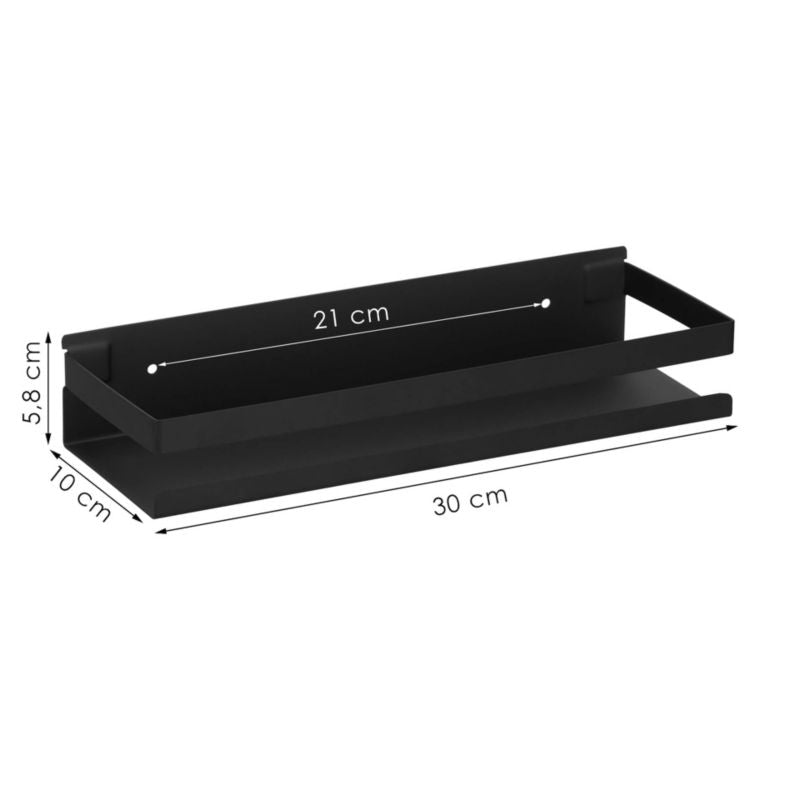 Springos badeværelseshylde sæt 2 stk. væghængt under bruser 30x10 cm rustfrit stål loft sort 1 sæt