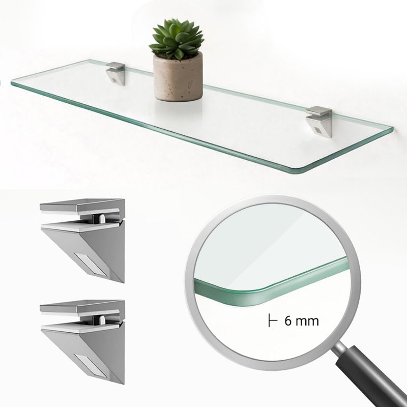 Badeværelseshylde Tulup 60x13 cm Gennemsigtig Glas med Holdere 1 stk.