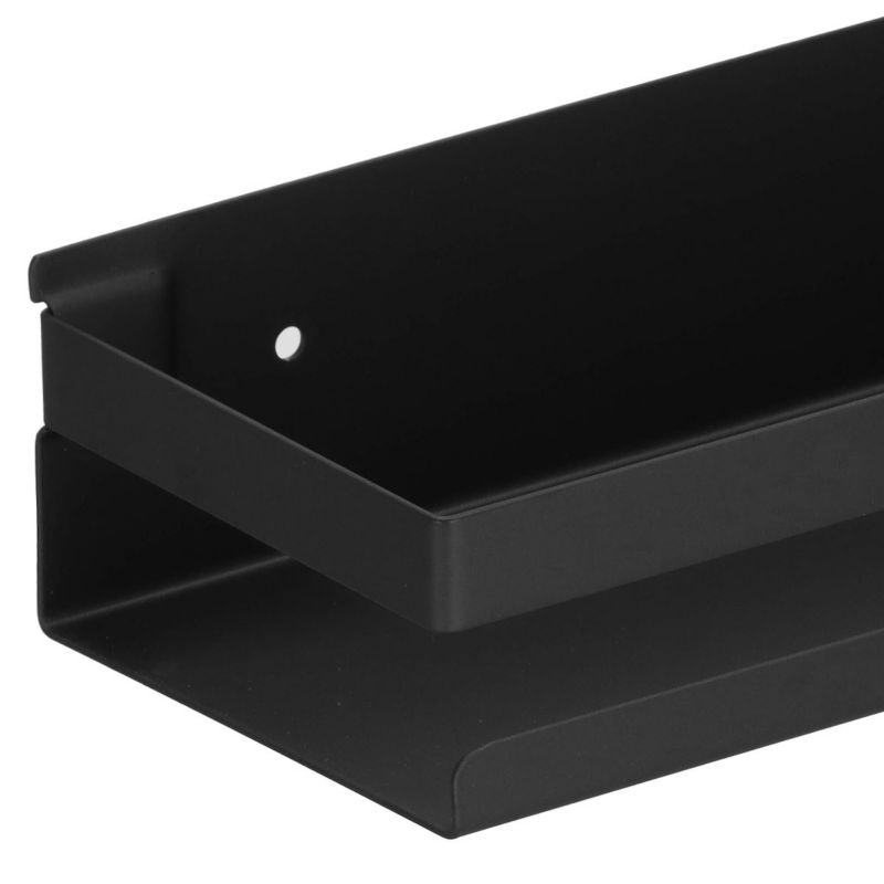 Springos loft-sort væghængt brusehylde i rustfrit stål 40x10 cm, 1 stk.