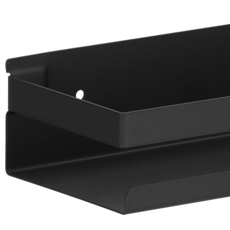 Væghængt brusehylde Springos 50x10 cm i rustfrit stål med mat-sort loftdesign, 1 stk.