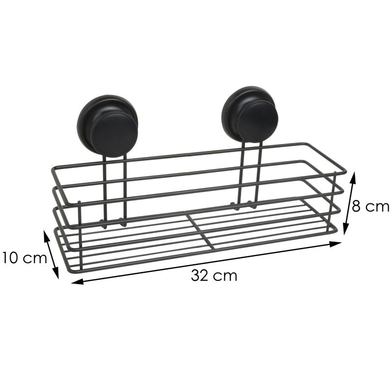 Badeværelseshylde med sugekop 32x10x8 cm Sort | CH.GAVI-KPL-BLK