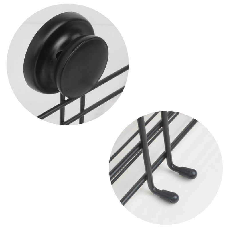 Badeværelseshylde med sugekop 32x10x8 cm Sort | CH.GAVI-KPL-BLK