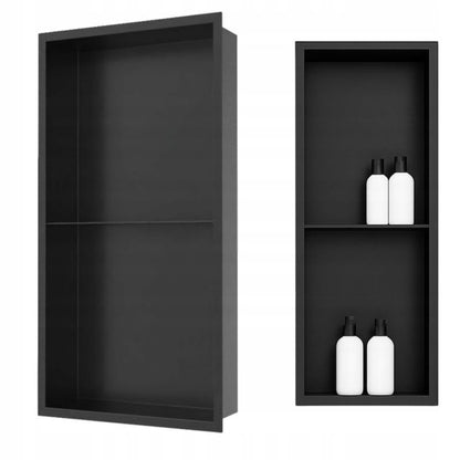 Półka wnękowa pod prysznic 60x30x10 cm Czarna Stal nierdzewna
