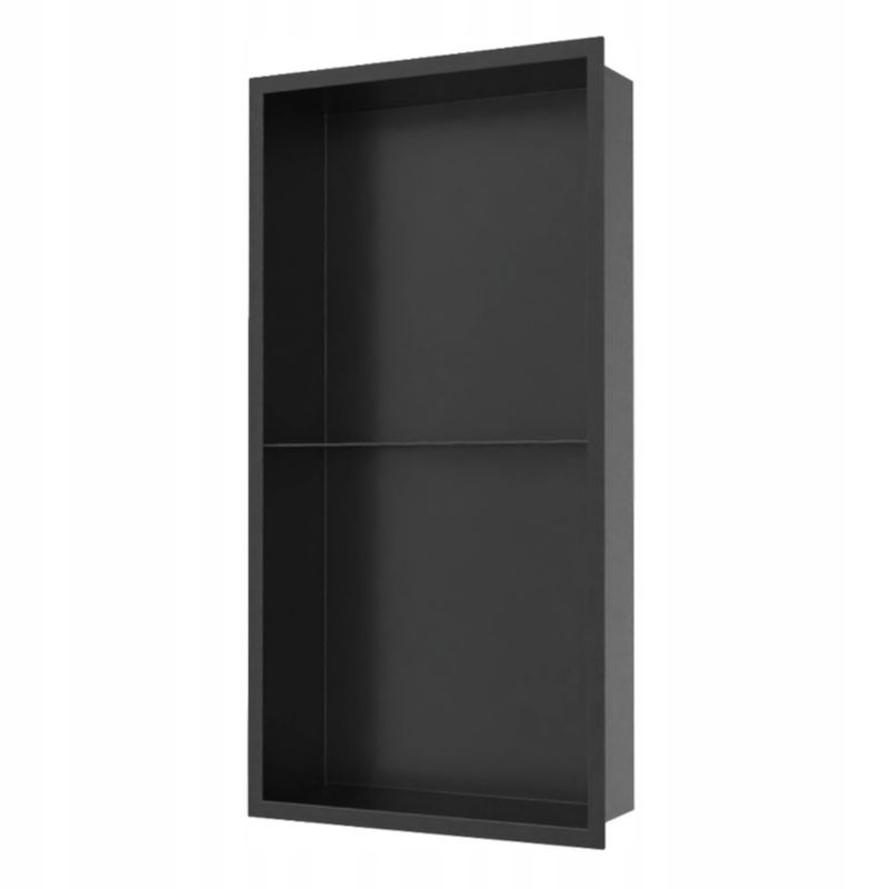 Półka wnękowa pod prysznic 60x30x10 cm Czarna Stal nierdzewna