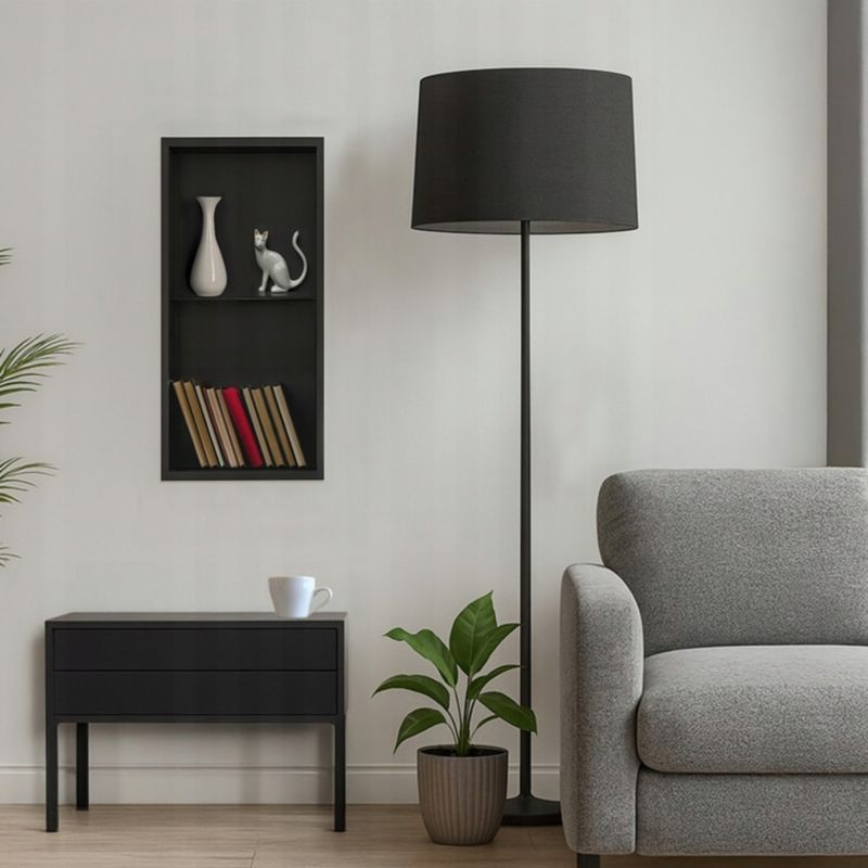 Półka wnękowa pod prysznic 60x30x10 cm Czarna Stal nierdzewna
