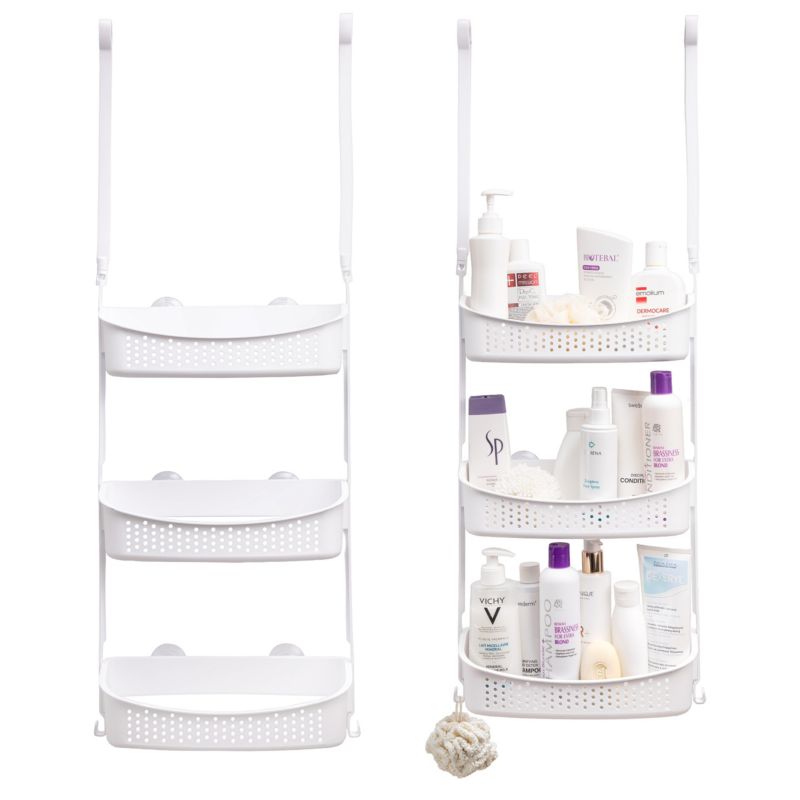 Hjørnehylde til Brusekabine 3 Niveauer Hvid Mat PVC 30 cm