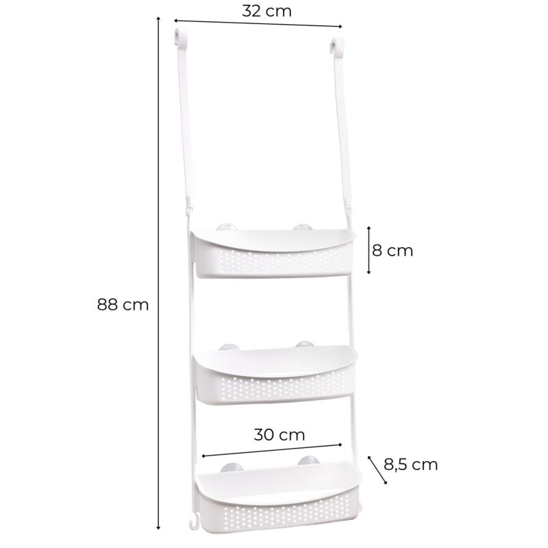 Hjørnehylde til Brusekabine 3 Niveauer Hvid Mat PVC 30 cm