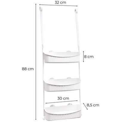 Hjørnehylde til Brusekabine 3 Niveauer Hvid Mat PVC 30 cm