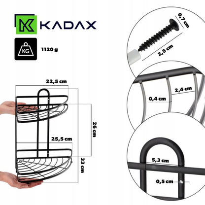 KADAX hjørnehylde til badeværelse, 2 niveauer, sort, 1 stk.