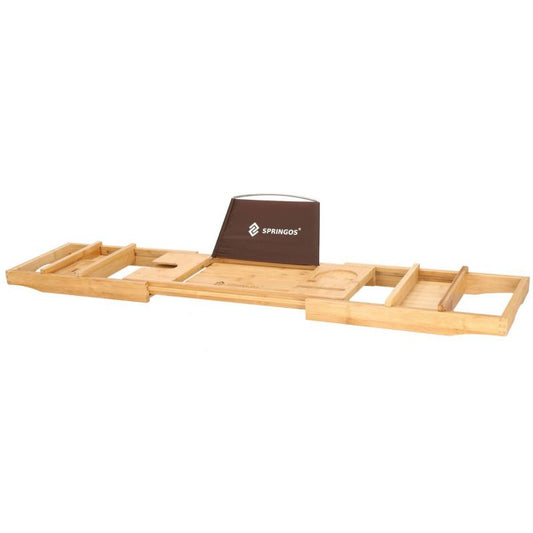 Justerbar badekarsbakke Springos 75-110,5 cm med bambusoverflade, 1 stk.